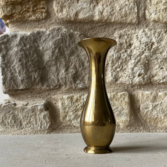 Brass Bud Vase, Vintage — Hand-Turned