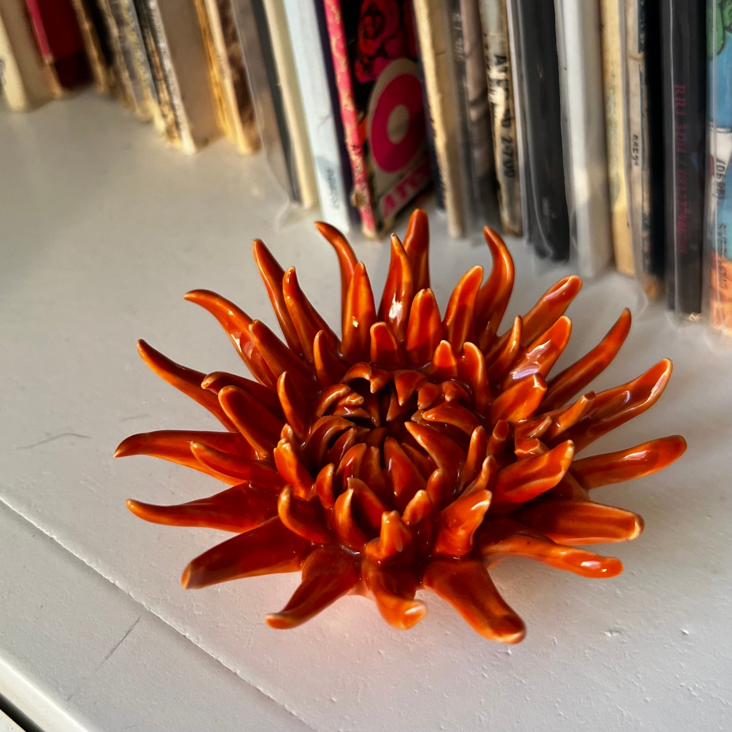 Ceramic Spider Mum, Burnt Orange Glaze